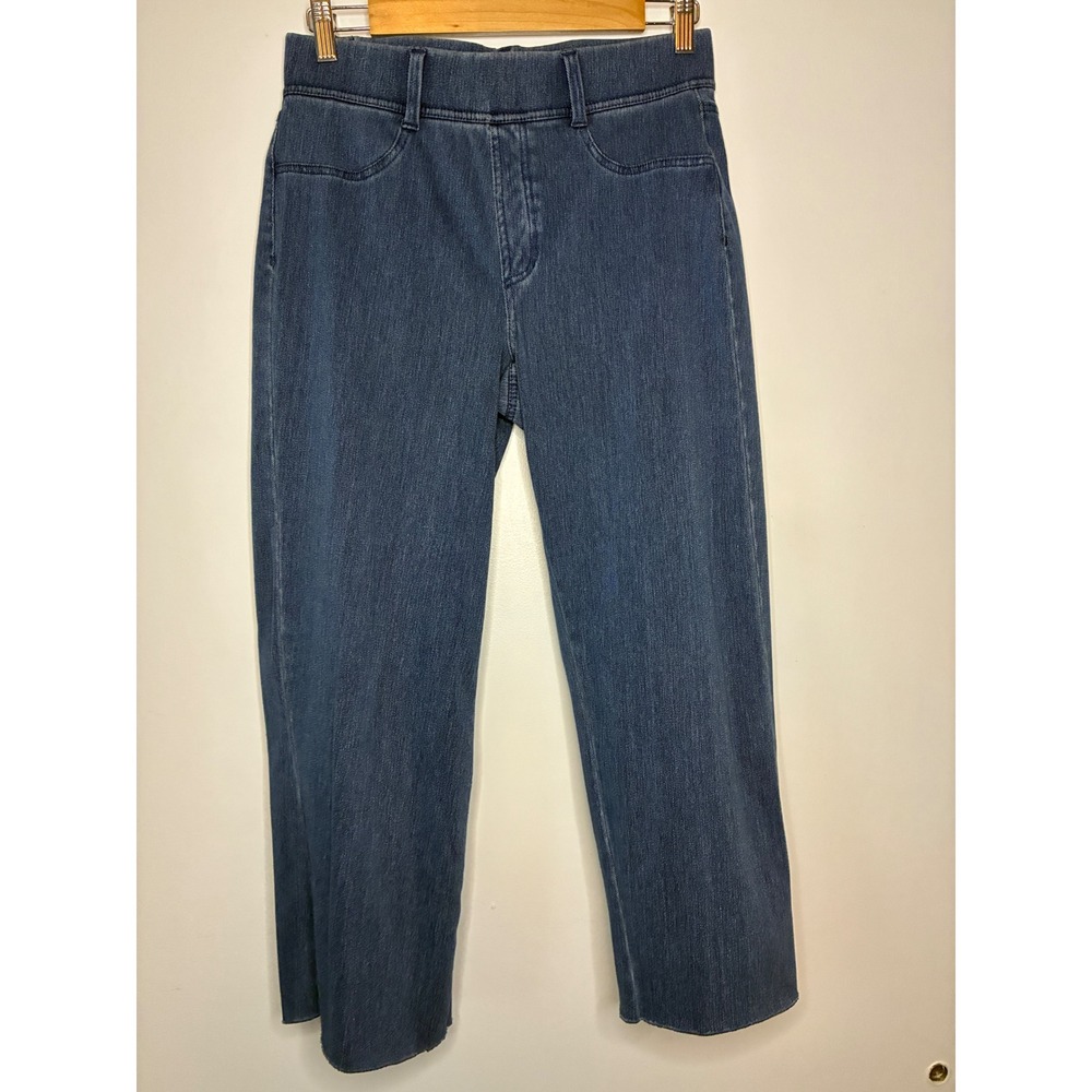 Lands' End Jeans Womens S/T Blue Starfish Jean Straight Leg Raw Hem Pull On